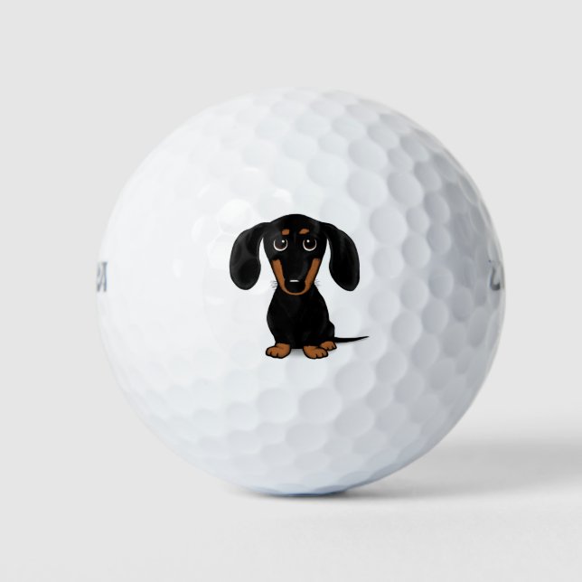 Balles De Golf Cute Cheveux Noir et Tan Dachshund Chien (Devant)