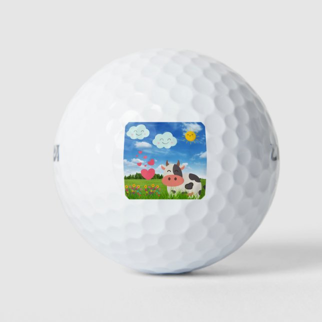 Balles De Golf Cute Cow Cartoon (Devant)