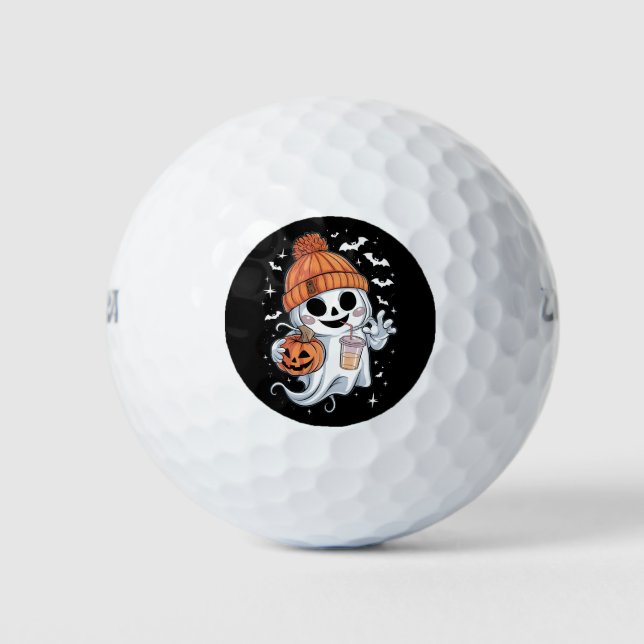Balles De Golf Cute Ghost Boire Café Halloween Café glacé (Devant)