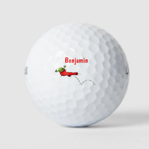 Balles De Golf Cute grenouille dans une chaussette rouge saut de