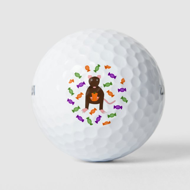 Balles De Golf Cute Halloween Rat et Citrouille (Devant)
