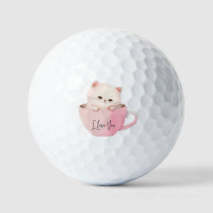 Balles De Golf Cute Kitten dans une Tea up