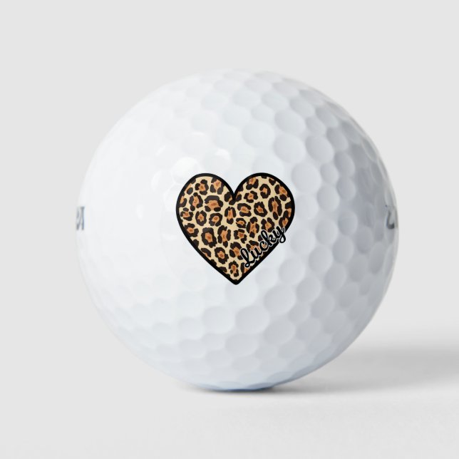 Balles De Golf Cute Leopard Heart Saint Valentin cadeau (Devant)