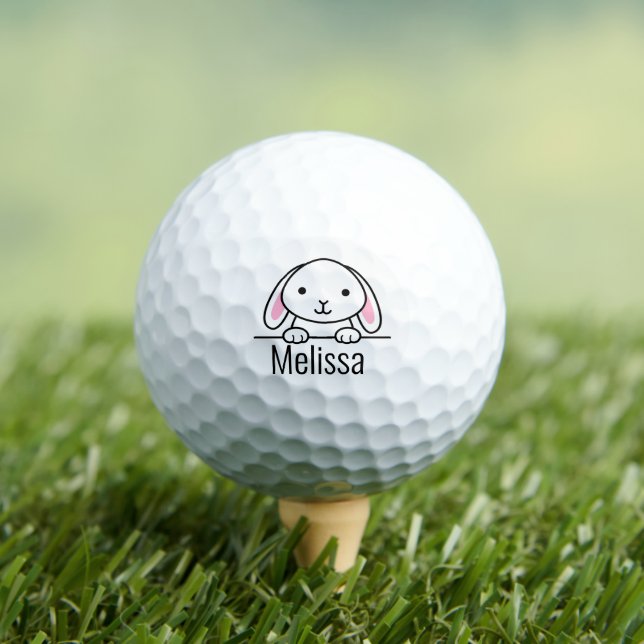 Balles De Golf Cute Petit Lapin Peeeeeer au-dessus de Nom Personn (T-shirt Insitu)
