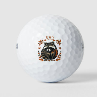 Balles De Golf Cute Raccoon Animal logo Monogram Art