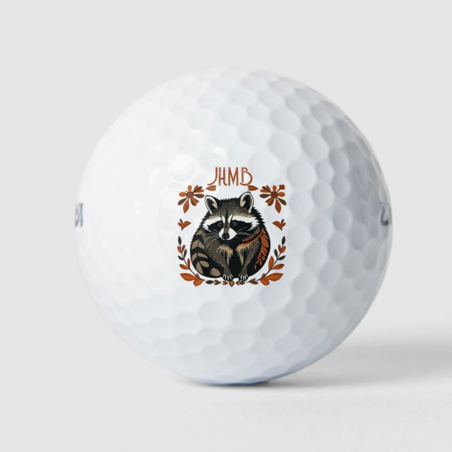 Balles De Golf Cute Raccoon Animal logo Monogram Art (Devant)