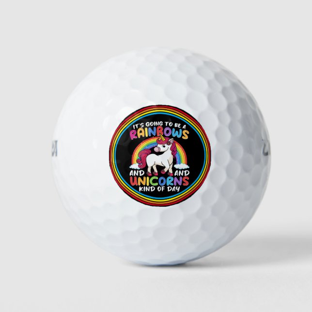 Balles De Golf Cute Rainbow Unicorn Cool Anniversaire présent drô (Devant)