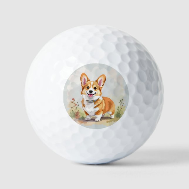 Balles De Golf Cute Red Pembroke Welsh Corgi Dog (Recto)