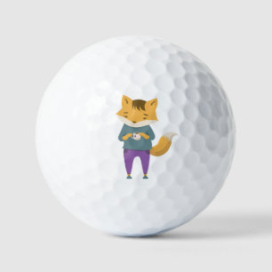 Balles De Golf Cute renard avec tasse de thé