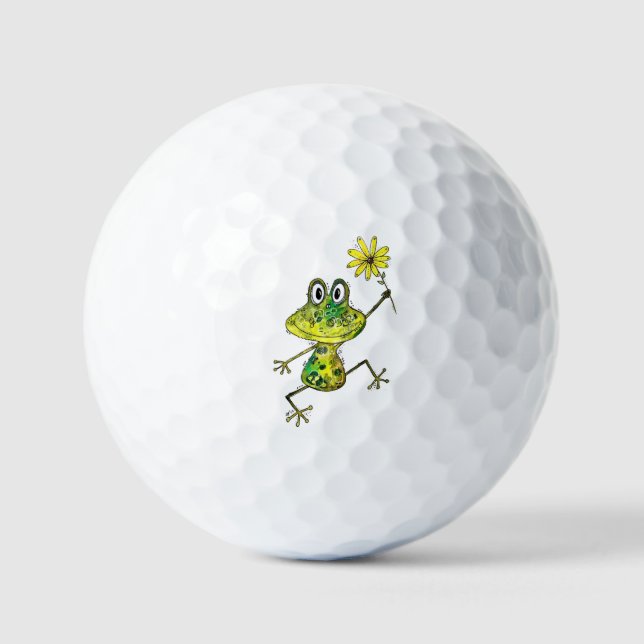 Balles De Golf Cute Whimsical Happy Frog (Recto)