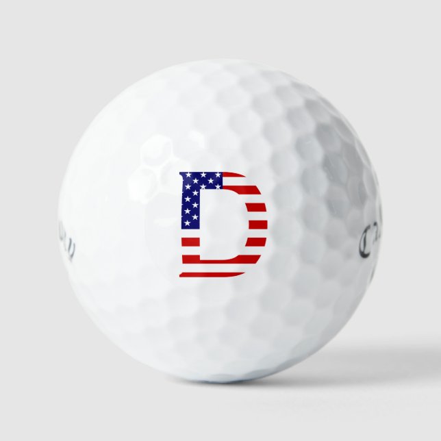Balles De Golf D Monogramme superposé sur le drapeau américain cs (Recto)