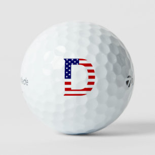 Balles De Golf D Monogramme superposé sur le drapeau américain tm