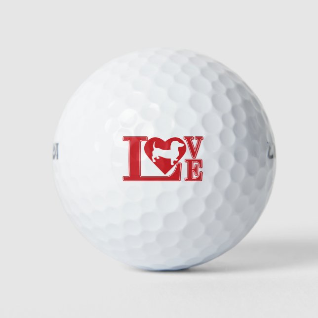 Balles De Golf Dachshund Love Heart (Devant)