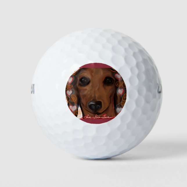 Balles De Golf Dachshund Rouge    (Devant)