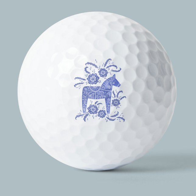 Balles De Golf Dala suédois Horse indigo Blue Folk Art Golf Balls (Créateur téléchargé)