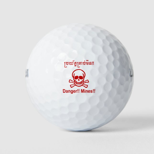 Balles De Golf Danger ! ! Les mines ! ! SYMBOLE ☠ Cambodgien Khme (Devant)