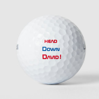 Balles De Golf "David tête baissée Texte" >Balles de golf drôles