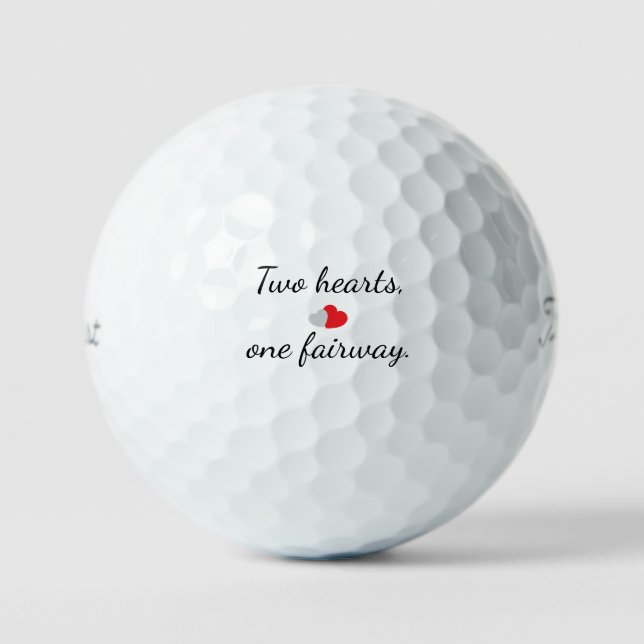 Balles de golf de mariage 'Deux cœurs, un parcours (Recto)