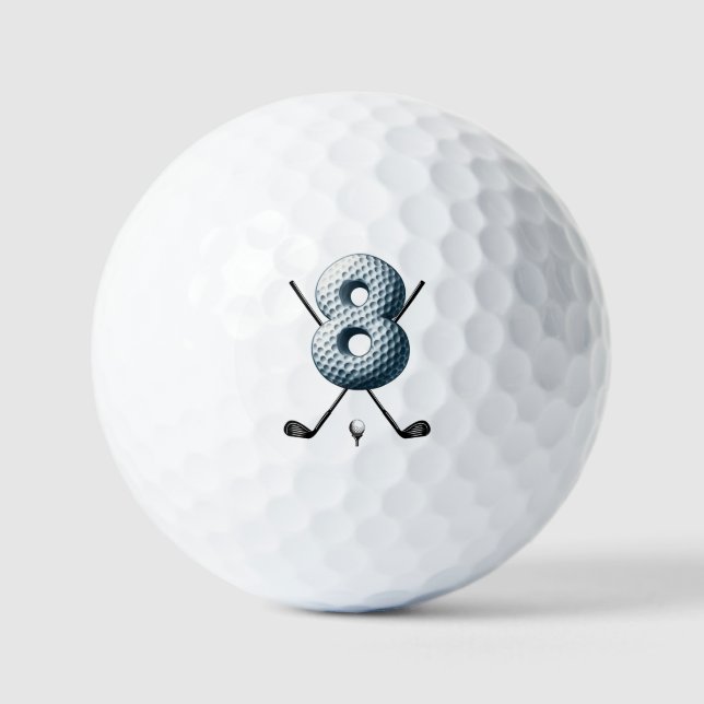 Balles de golf de vacances Alpha-Numéro 8 (Recto)