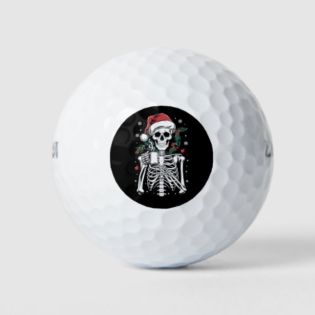 Balles De Golf Décès dans le squelette de Noël Café Lover cadeau (Devant)
