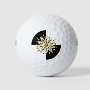 Balles De Golf Décor noir et blanc mandala conception géométrique