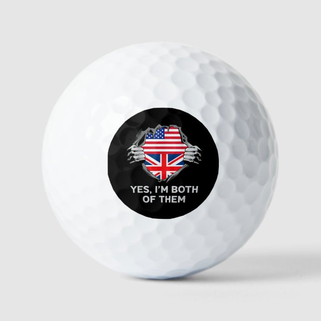 Balles De Golf Demi-Américain Moitié Anglais USA Angleterre Drape (Recto)