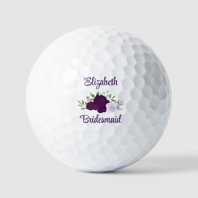 Balles De Golf Demoiselle d'honneur Cadeau de Mariage Roses Viole (Recto)