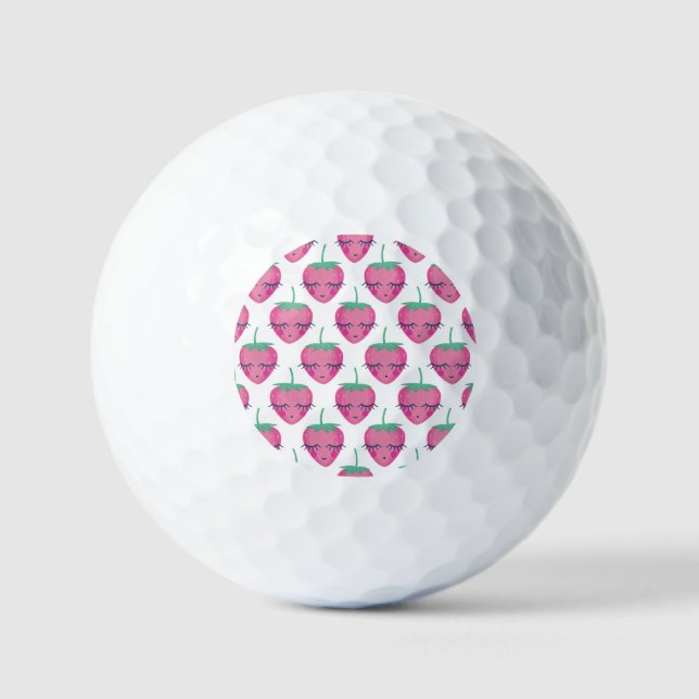 Balles De Golf Des fraises endormies, mignonnes motifs. (Recto)