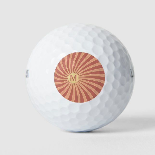 Balles De Golf Design de solarium de style rétro rose et orange (Devant)