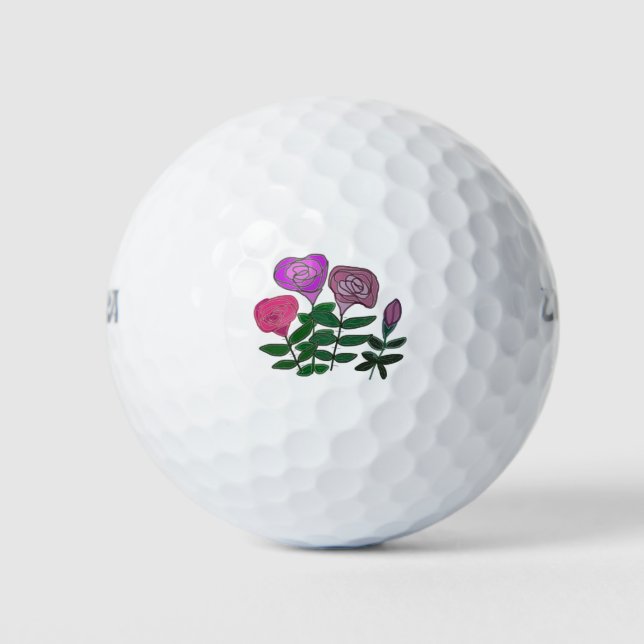 Balles De Golf Design Rose coloré (Devant)
