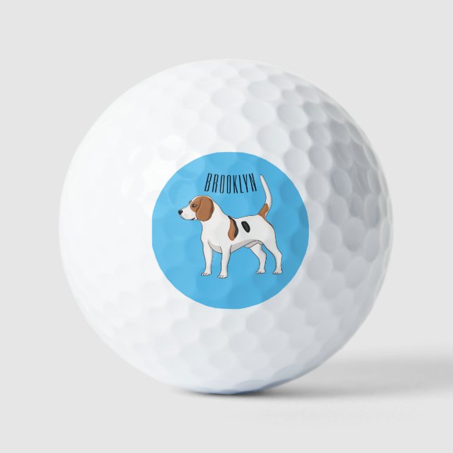 Balles De Golf dessin animé de chien beagle (Recto)