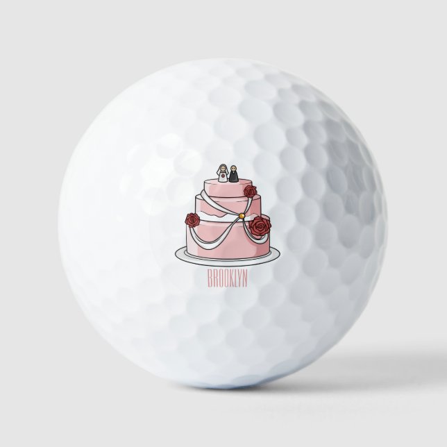 Balles De Golf dessin animé de gâteau mariage (Recto)