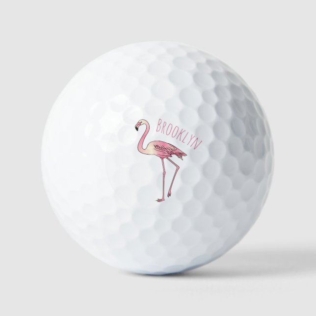 Balles De Golf dessin animé d'oiseau Flamant rose (Recto)