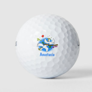 Balles De Golf Dessin animé d'oiseaux amusants et mignons de caca