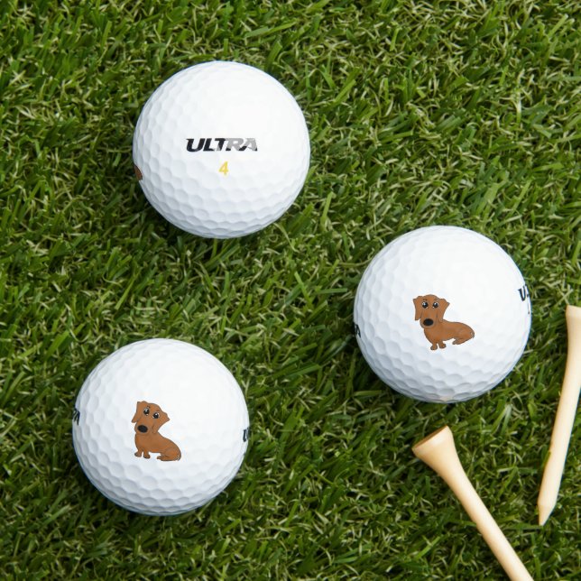Balles De Golf dessin animé rouge de dachshund (Herbe in situ)