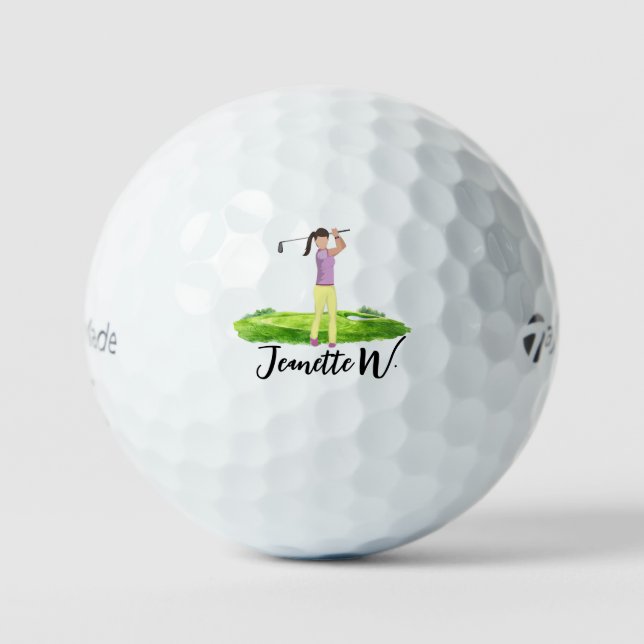 Balles De Golf Dessin aquarelle golfeuse | Evénement de golf (Recto)