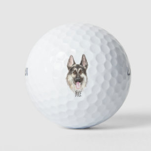 Balles De Golf Dessin berger allemand Nom personnalisé