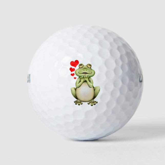 Balles De Golf Dessin d'amour de grenouille (Devant)