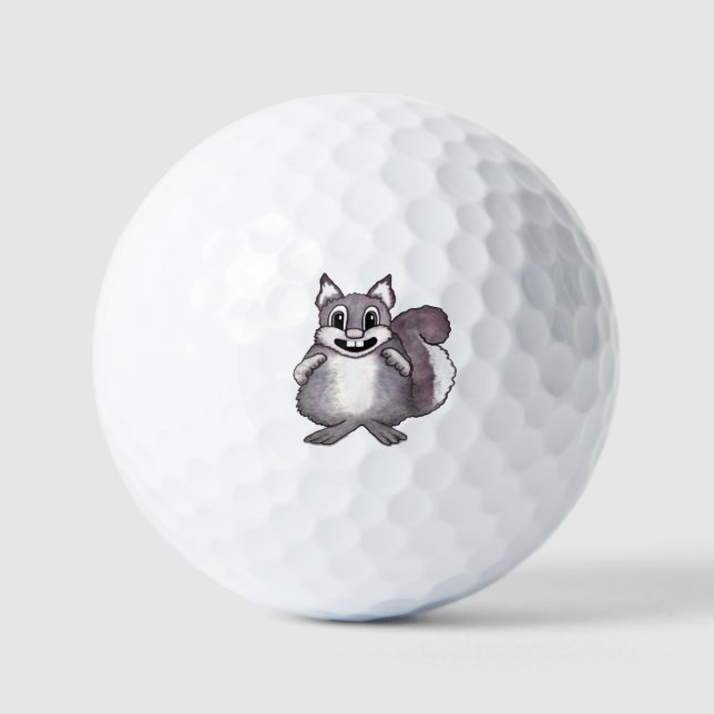 Balles De Golf Dessin de bande dessinée d'écureuil heureux  (Recto)