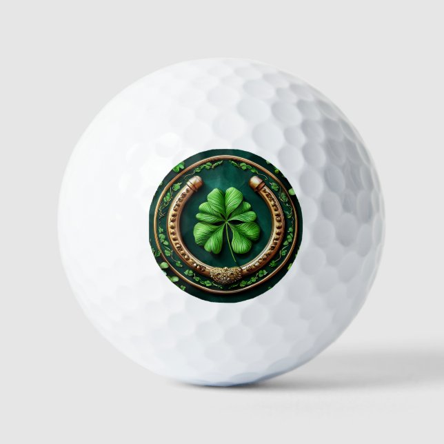 Balles De Golf Dessin de fer à cheval et trèfle chanceux (Recto)
