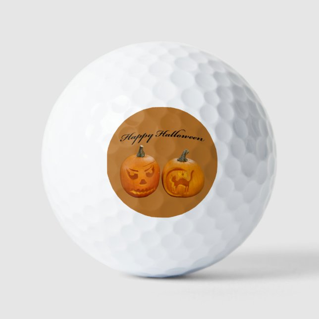 Balles De Golf Deux citrouilles Joyeux Halloween (Recto)