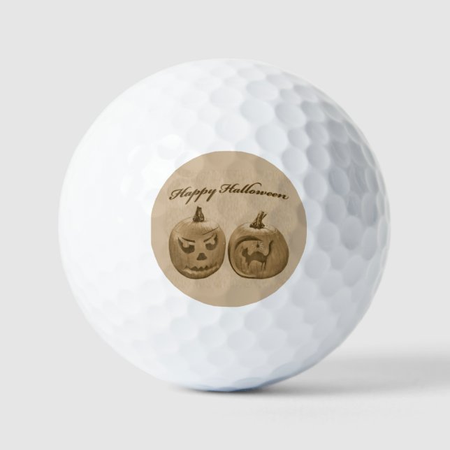 Balles De Golf Deux citrouilles Joyeux Halloween (Recto)