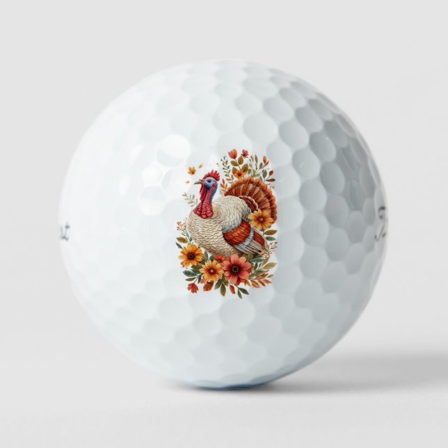Balles De Golf Dinde de Thanksgiving décorée  (Recto)