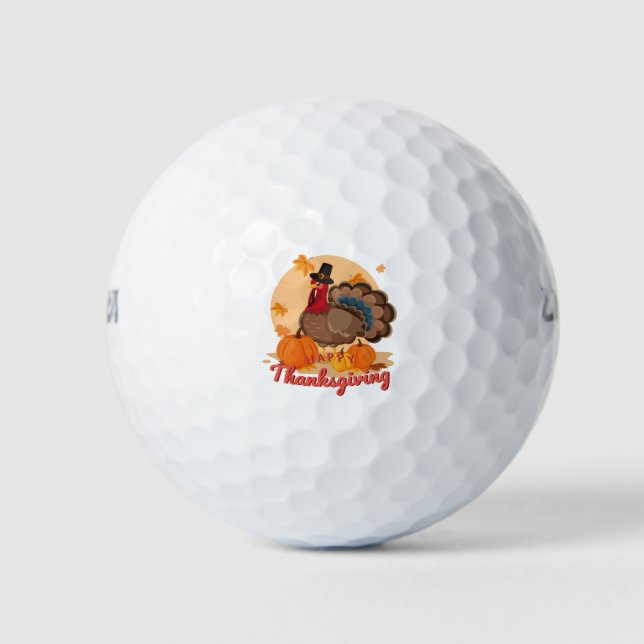 Balles De Golf dinde pèlerine bon thanksgiving (Devant)