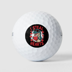 Balles De Golf Dinosaure de la Saint-Valentin Je vole les cœurs A