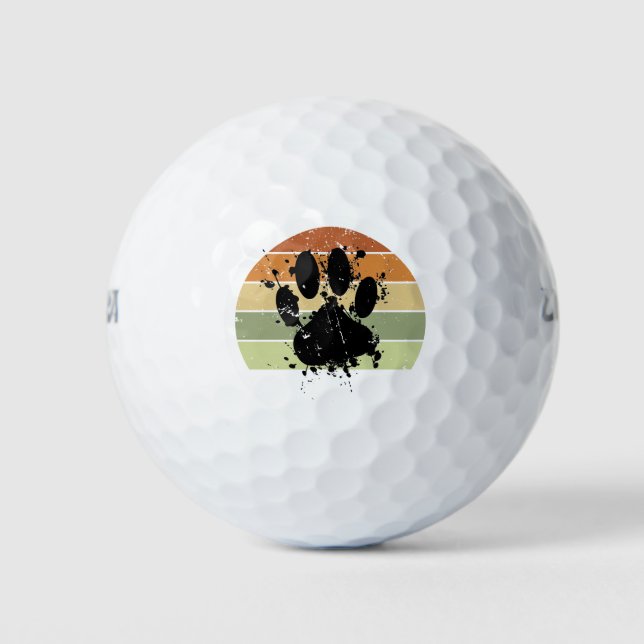 Balles De Golf Distresse Paint Spatter Dog Empreinte de patte Ret (Devant)