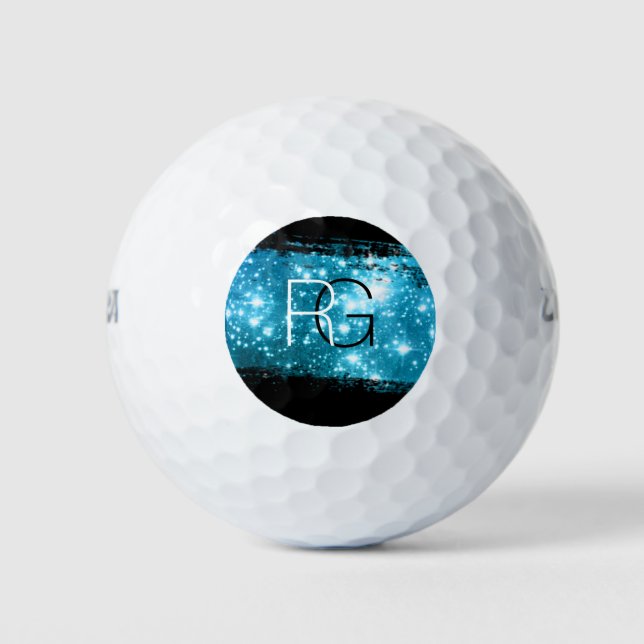 Balles De Golf do-it-yourself Monogramme blanc & noir, Brosse de  (Devant)