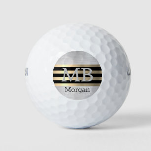 Balles De Golf do-it-yourself Monogramme & Nom, Yel Gold brossé a