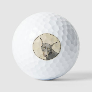 Balles De Golf Doberman Pinscher Peinture - Art Chien original