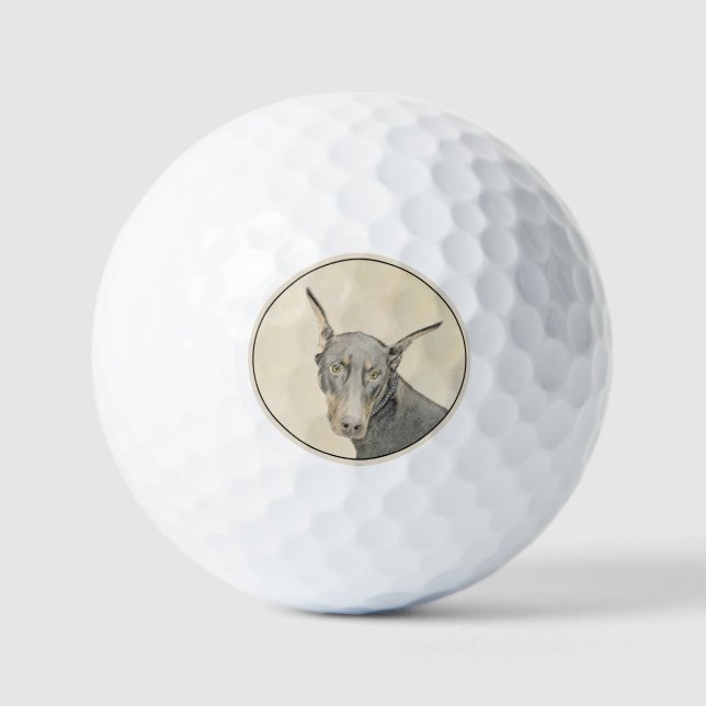 Balles De Golf Doberman Pinscher Peinture - Art Chien original (Recto)